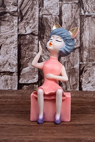 Siting Girl Showpiece Statue, Girl Figurine for Home Decor Outdoor Entrance Living Room Decoration