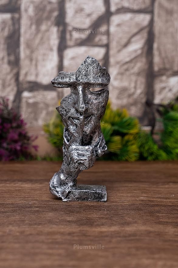 Human Face Set of 3 Decorative Showpiece Figurine for Home Decor, Living Room and Office Desk(Sliver)