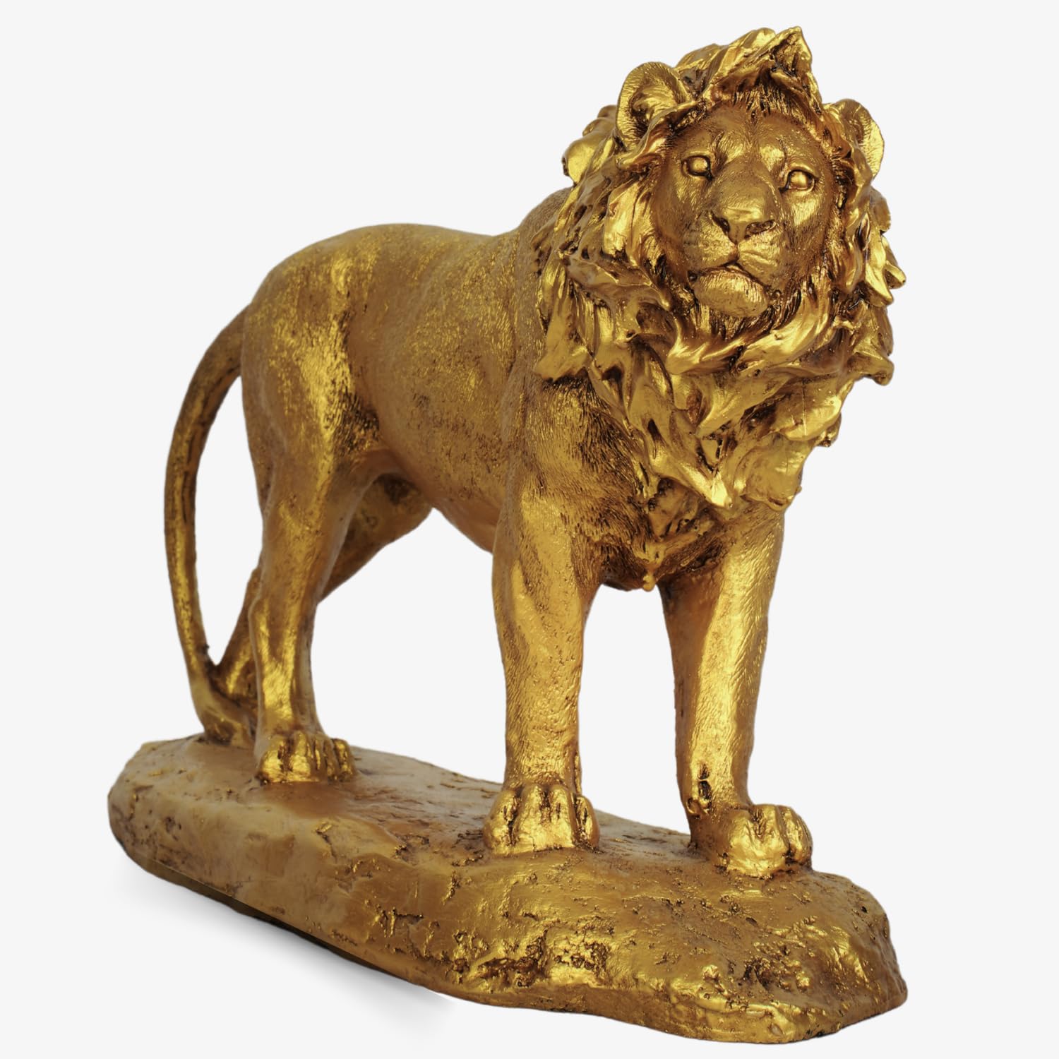  Elegant Lion Sculpture – Polyresin Showpiece with Antique Gold Finish for Home Décor & Gifting