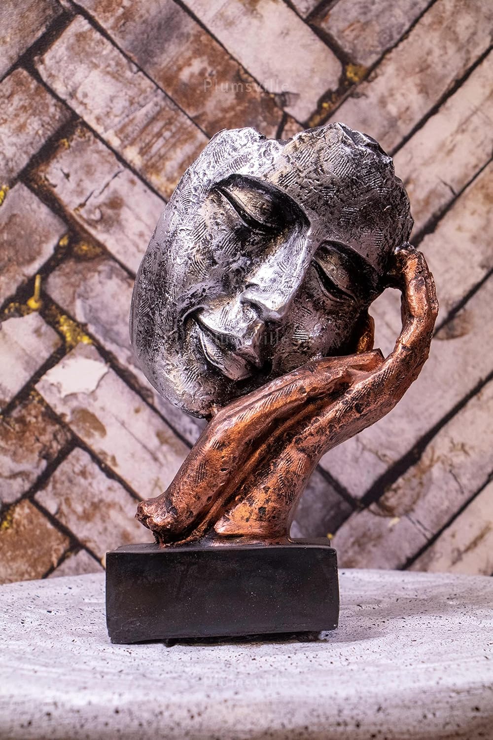 Men Face Showpiece with Hand on his Mouth Showpiece for Home Decor Decorative Items for Room Home Decoration Items Table Decoration showpiece(Set of 3)