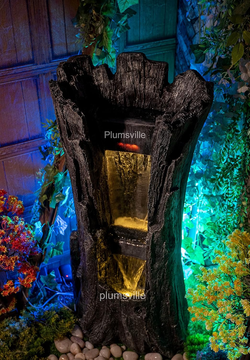 Nature Inspired Carved Tree Water Fountain for Home, Office, Garden Grey Color XLarge