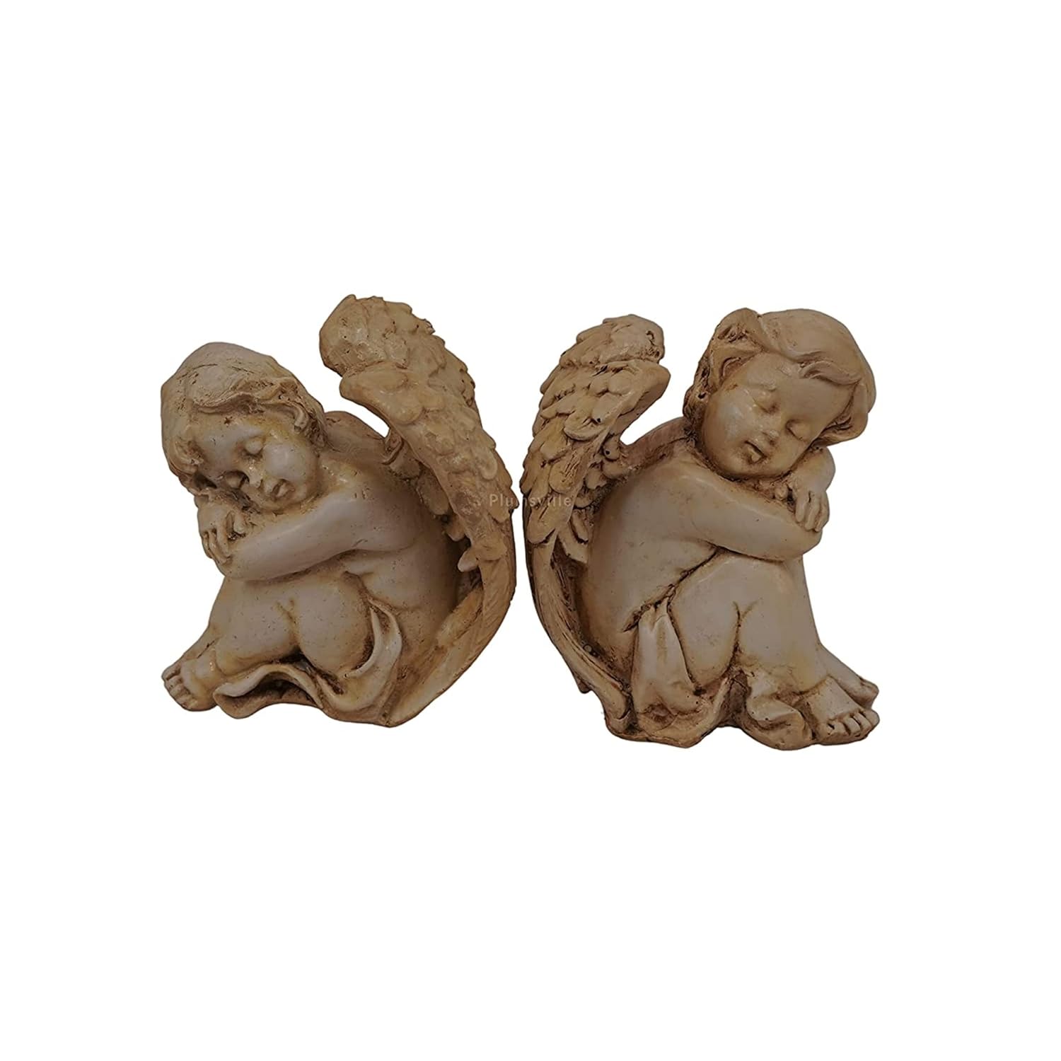 Cute Little Angel Cherubs Cupid with Wings (Set of 2) Idol Statue Figurine Decorative Showpiece for Home Office Center Table Top Decoration Wedding Birthday Gift Item