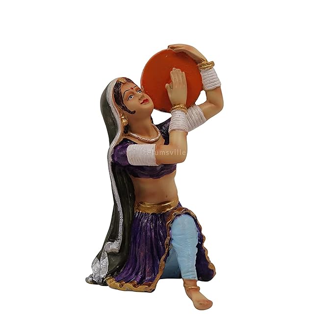 Rajasthani Women Traditional Musical Statue Playing Musical Instrument Idol Figurine Showpiece Decorative Items for Living Room Home Office Table Drawing Room