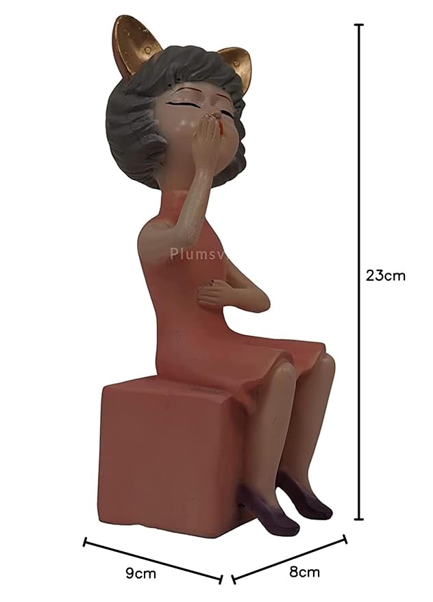 Siting Girl Showpiece Statue, Girl Figurine for Home Decor Outdoor Entrance Living Room Decoration