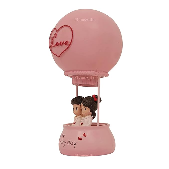 Lifestyle Love Couple Balloon Statue for Home Decor I Gift Ideal Valentine Day, Loving Romantic Couple & Decorative Showpiece (pink)