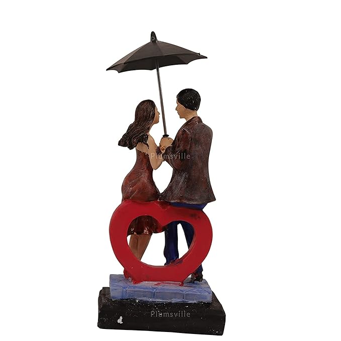 Love Couple Statue Showpiece Sitting on Love Symbol for Home Decor, Engagement and Valentine Day Gift