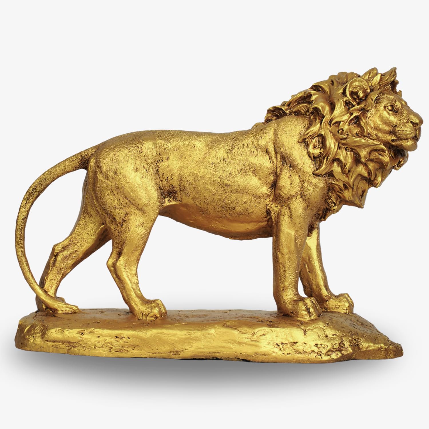  Elegant Lion Sculpture – Polyresin Showpiece with Antique Gold Finish for Home Décor & Gifting