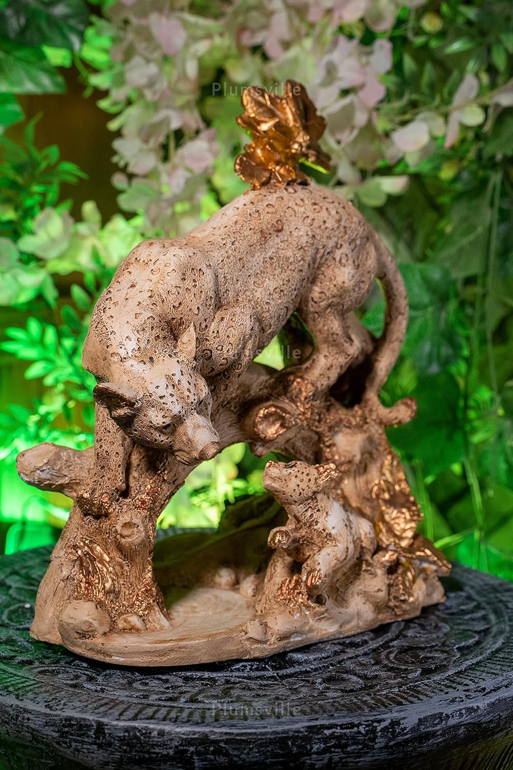 Tiger Statue Wild Animal Cub Vintage Hand Painted Showpiece Sculpture Diwali Decoration Items Home Living Room Table for Corporate Family Friends.