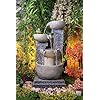 Stacked 4 Pot Water Fountain for Home, Office, Garden Grey Color Medium Decorative Tabletop Water Fountain for Indoor Outdoor Home Decor Living Room Garden Bedroom Hall