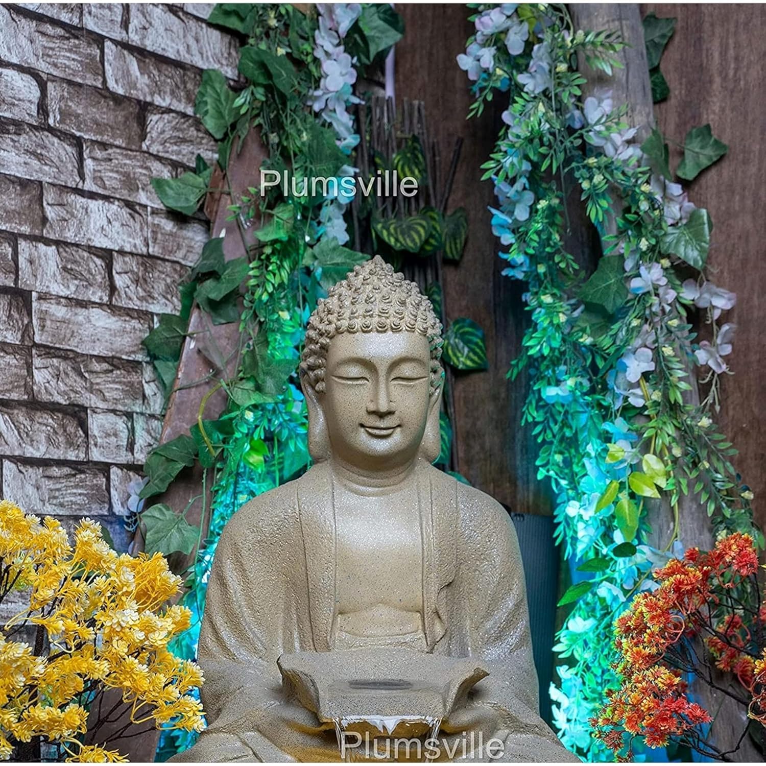 Lotus Buddha Water Fountain for Home, Office, Garden Beige Color Large Water Fountain Items for Living Room (Model 14)