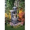 Stacked 4 Pot Water Fountain for Home, Office, Garden Grey Color Medium Decorative Tabletop Water Fountain for Indoor Outdoor Home Decor Living Room Garden Bedroom Hall