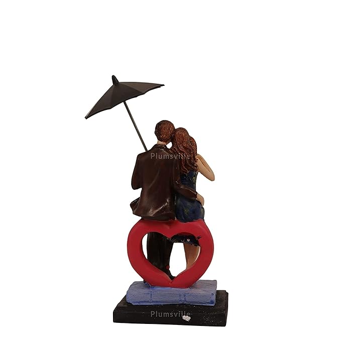 Love Couple Showpiece Statue Sitting on Love Symbol for Home Decor, Engagement and Valentine Day Gift