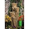 Nature Inspired Carved Tree Western Hemlock Water Fountain for Home, Office, Garden Beige Color XL