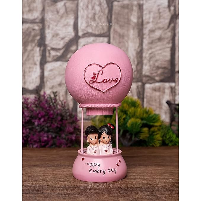 Lifestyle Love Couple Balloon Statue for Home Decor I Gift Ideal Valentine Day, Loving Romantic Couple & Decorative Showpiece (pink)