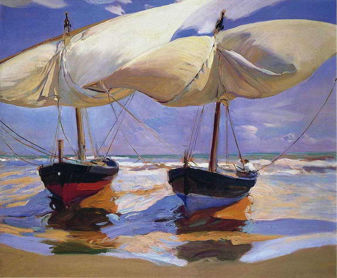 Barcos na Praia de Sorolla y Bastida