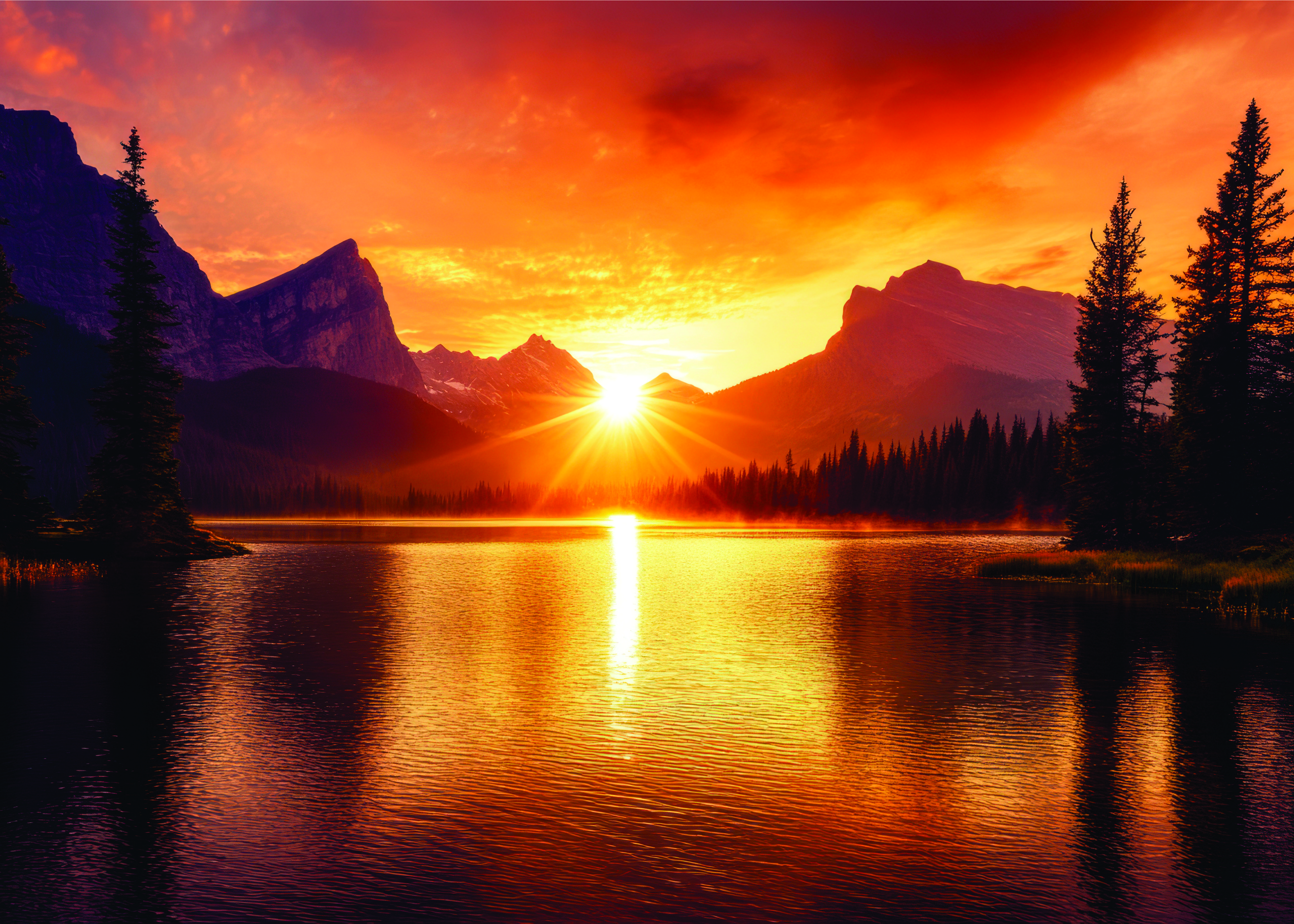 Nascer do sol sobre o lago