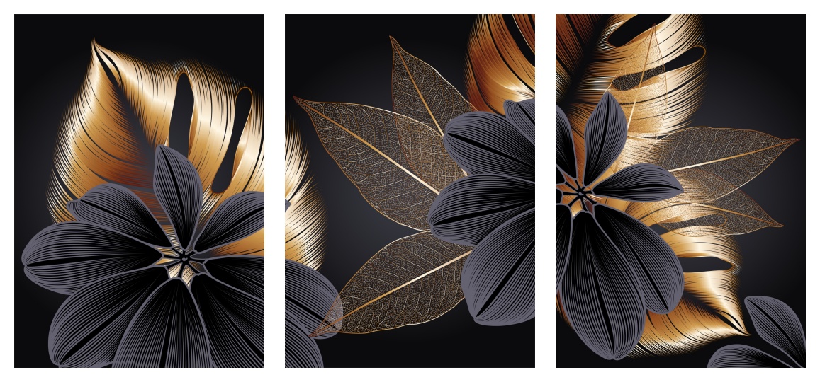 Trio Black Flower (Medidas de cada parte)