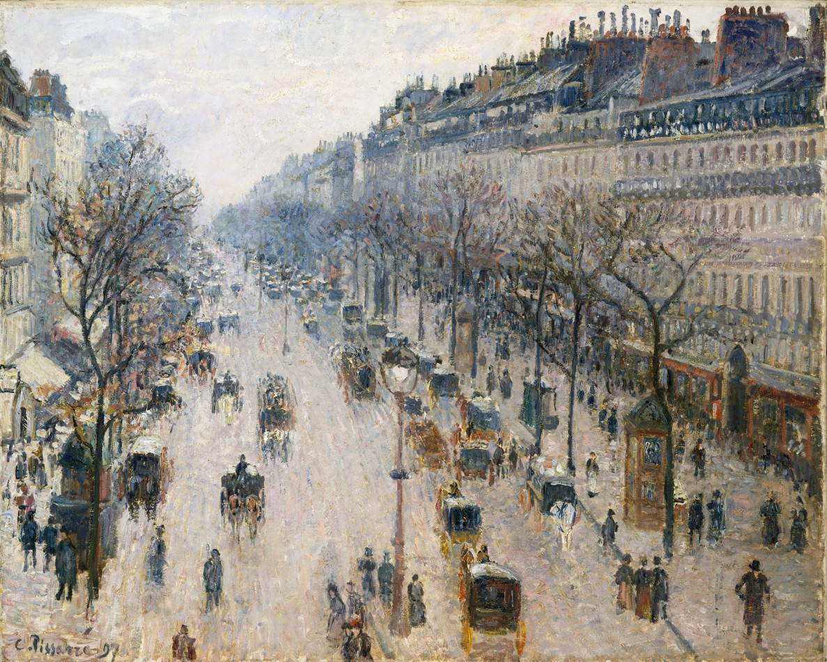 Boulevard Montmartre. Manhã Nublada de Camille Pissarro