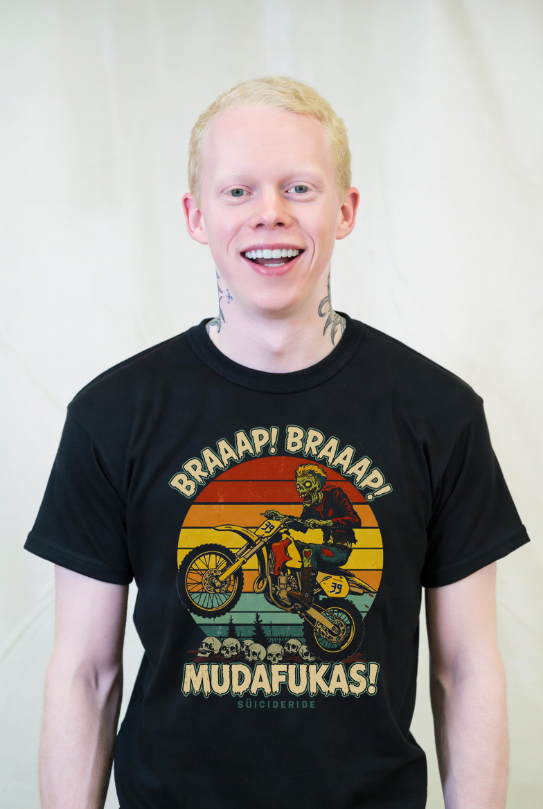 BRAAAP BRAAAP Mudafukas Zombie Motocross T-Shirt Dirt Bike Motorcycle Rider Vintage Sunset | SUICIDERIDE™ Biker Graphic Tee