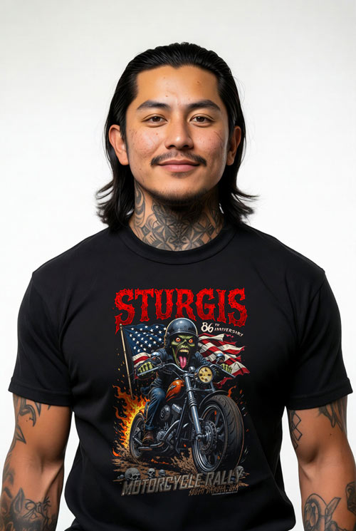 Sturgis 2026 86th Anniversary Motorcycle Rally Zombie Biker T-Shirt – Badass Black | SUICIDERIDE™ Biker Graphic Tee UNDEAD OUTLAW