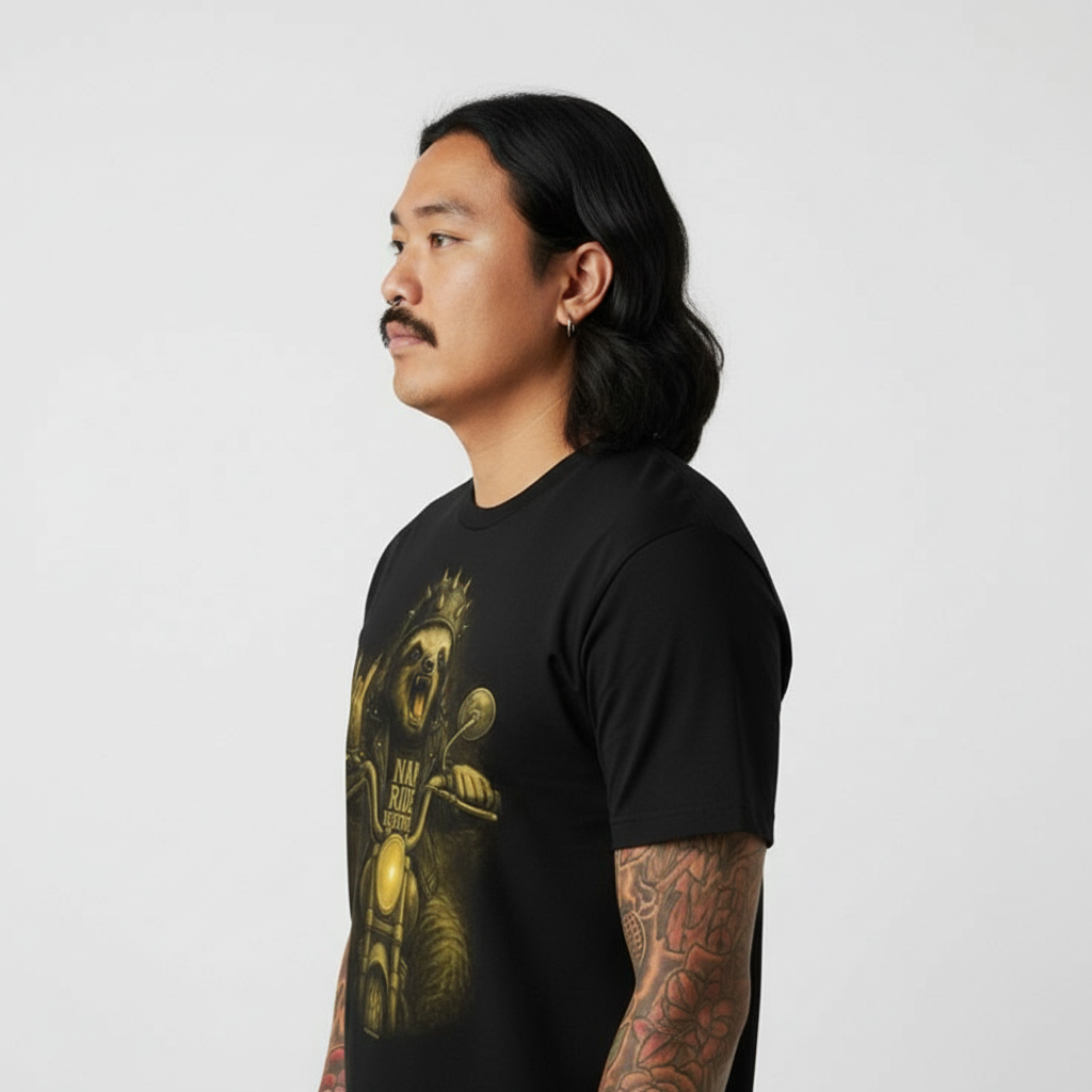 Biker Sloth Motorcycle T-Shirt – Savage Slow-Motion  | SUICIDERIDE™ Graphic Nap Ride Destroy Tee