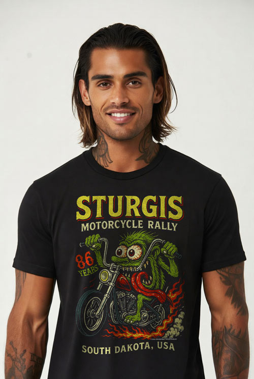 2026 86th Sturgis Motorcycle Rally T-Shirt - Wild Green Goblin Biker Beast Black Tee | SUICIDERIDE™ Biker Graphic Tee