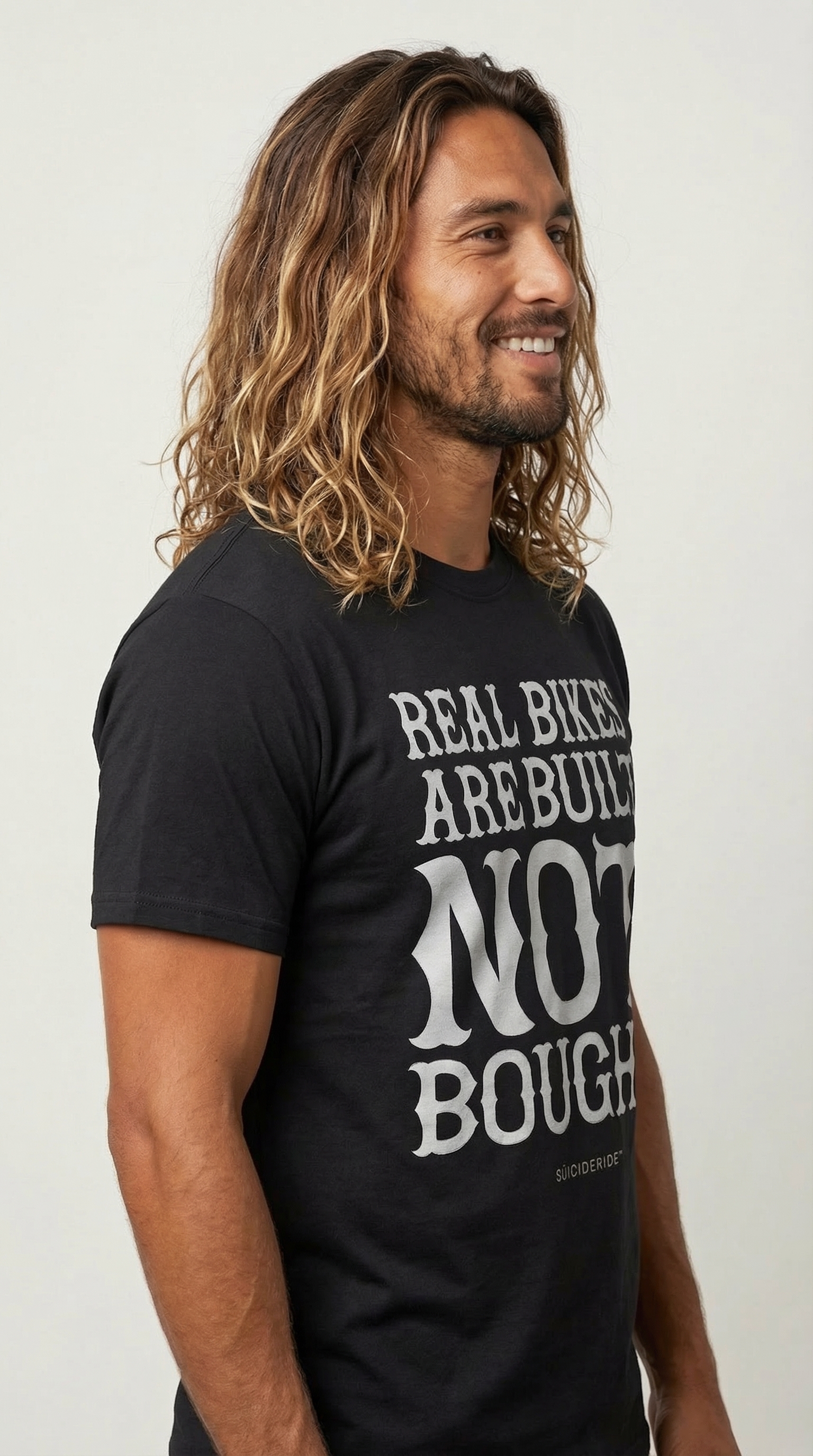 Custom Mechanic Motorcycle Bike Builder Unisex T-Shirt | SUICIDERIDE™ Biker Graphic Tee 'Built Not Bought'