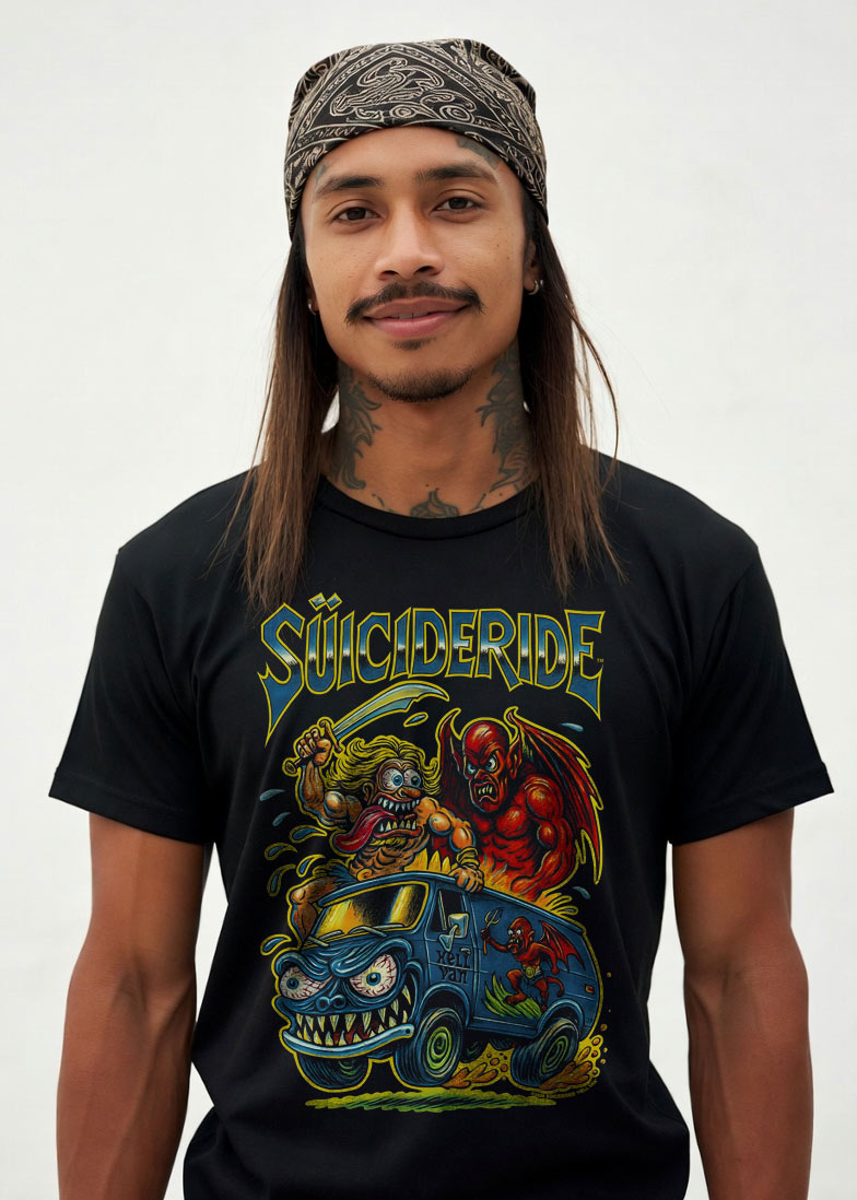 Vintage Warrior and Demon Chaos Van T-Shirt for Gearheads | SUICIDERIDE™ Hell Van Graphic Tee
