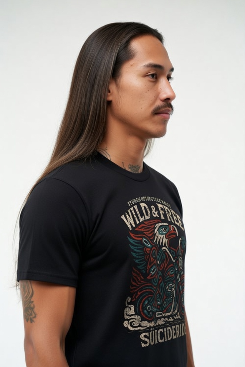 Wild and Free Sturgis Motorcycle Rally Eagle Biker T-Shirt | SUICIDERIDE™ WILD & FREE Graphic Tee