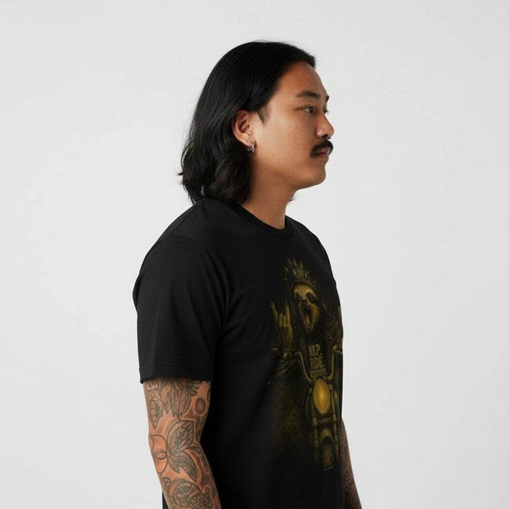 Biker Sloth Motorcycle T-Shirt – Savage Slow-Motion  | SUICIDERIDE™ Graphic Nap Ride Destroy Tee