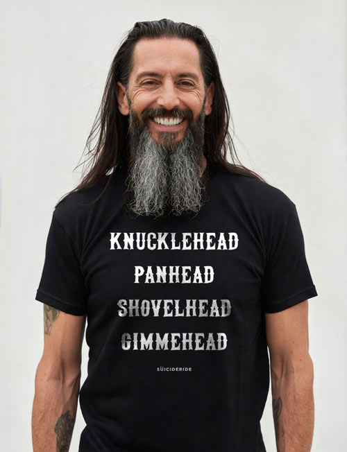 GIMMEHEAD – Knucklehead, Panhead, Shovelhead Legacy Tee | SUICIDERIDE™ Biker Graphic Tee