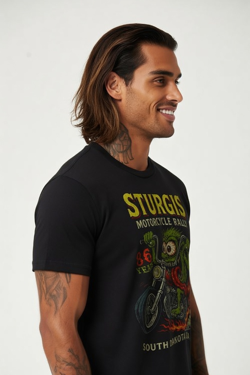 2026 86th Sturgis Motorcycle Rally T-Shirt - Wild Green Goblin Biker Beast Black Tee | SUICIDERIDE™ Biker Graphic Tee