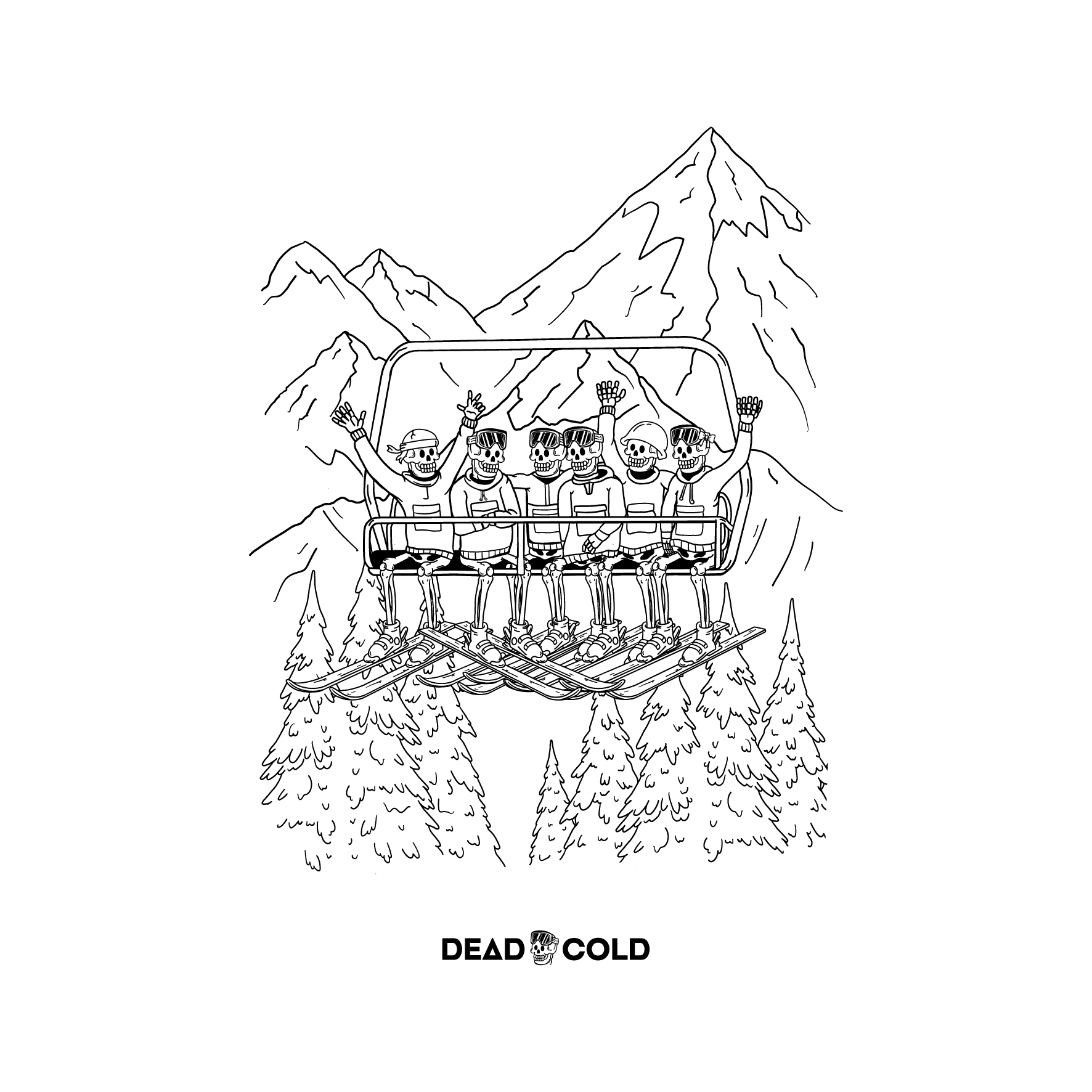 DeadCold Chairlift Crew Tee – White