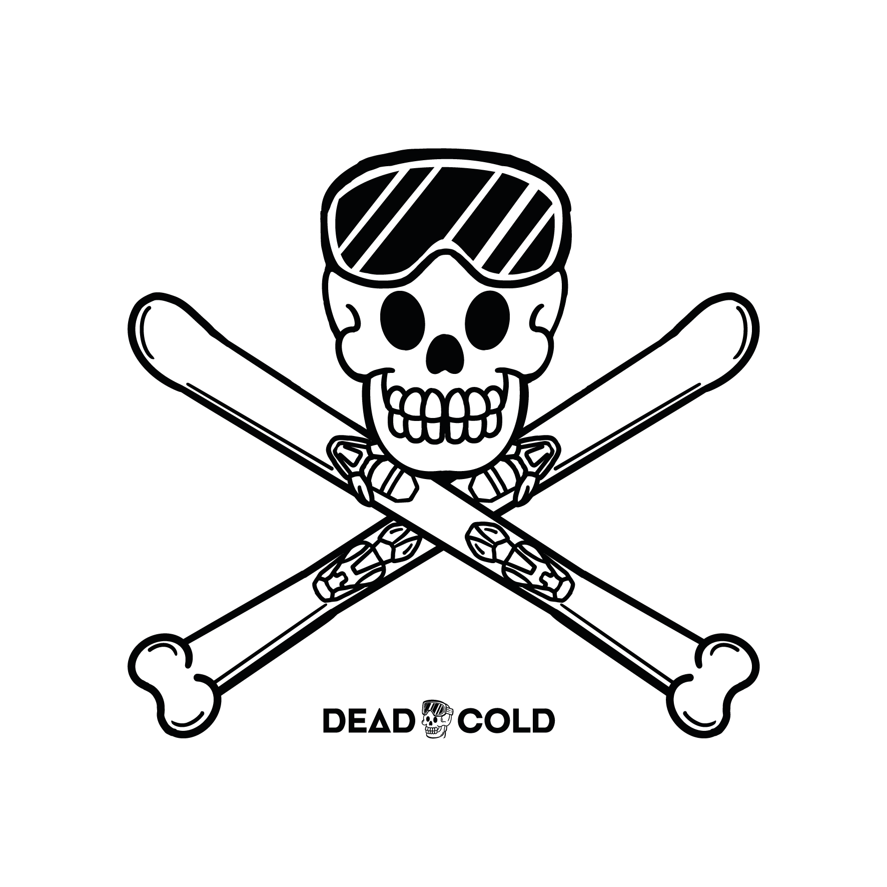 DeadCold Skull & Bones Longsleeve Tee – Black