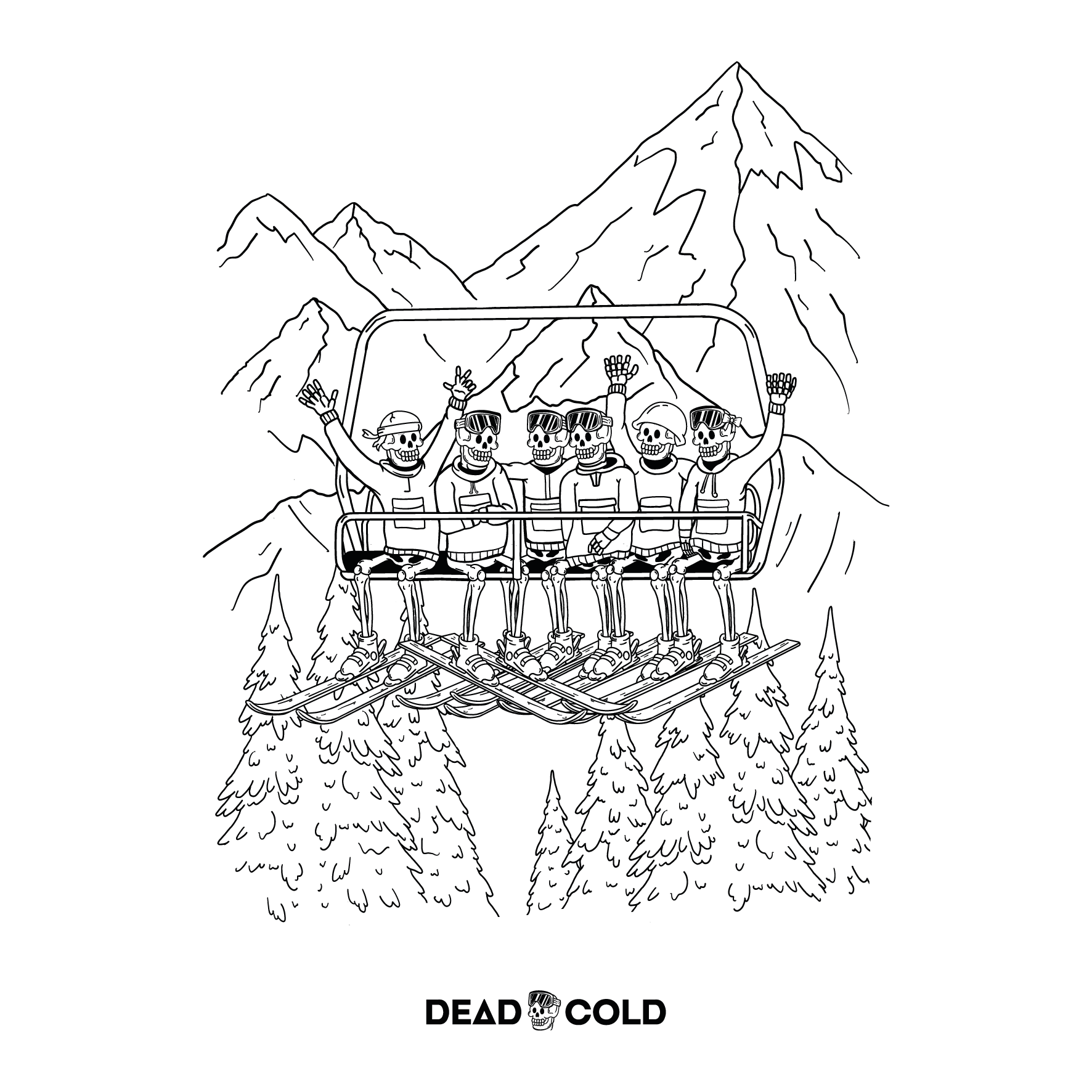 DeadCold Chairlift Crew Longsleeve Tee – White