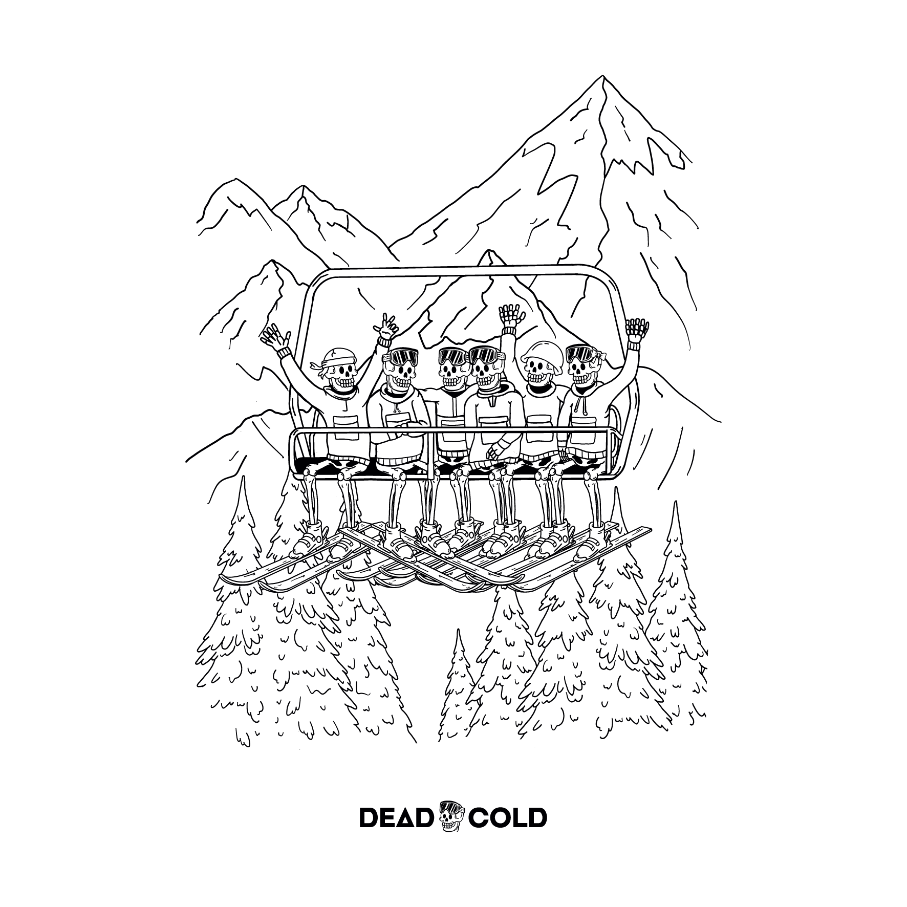 DeadCold Chairlift Crew Hoodie – White