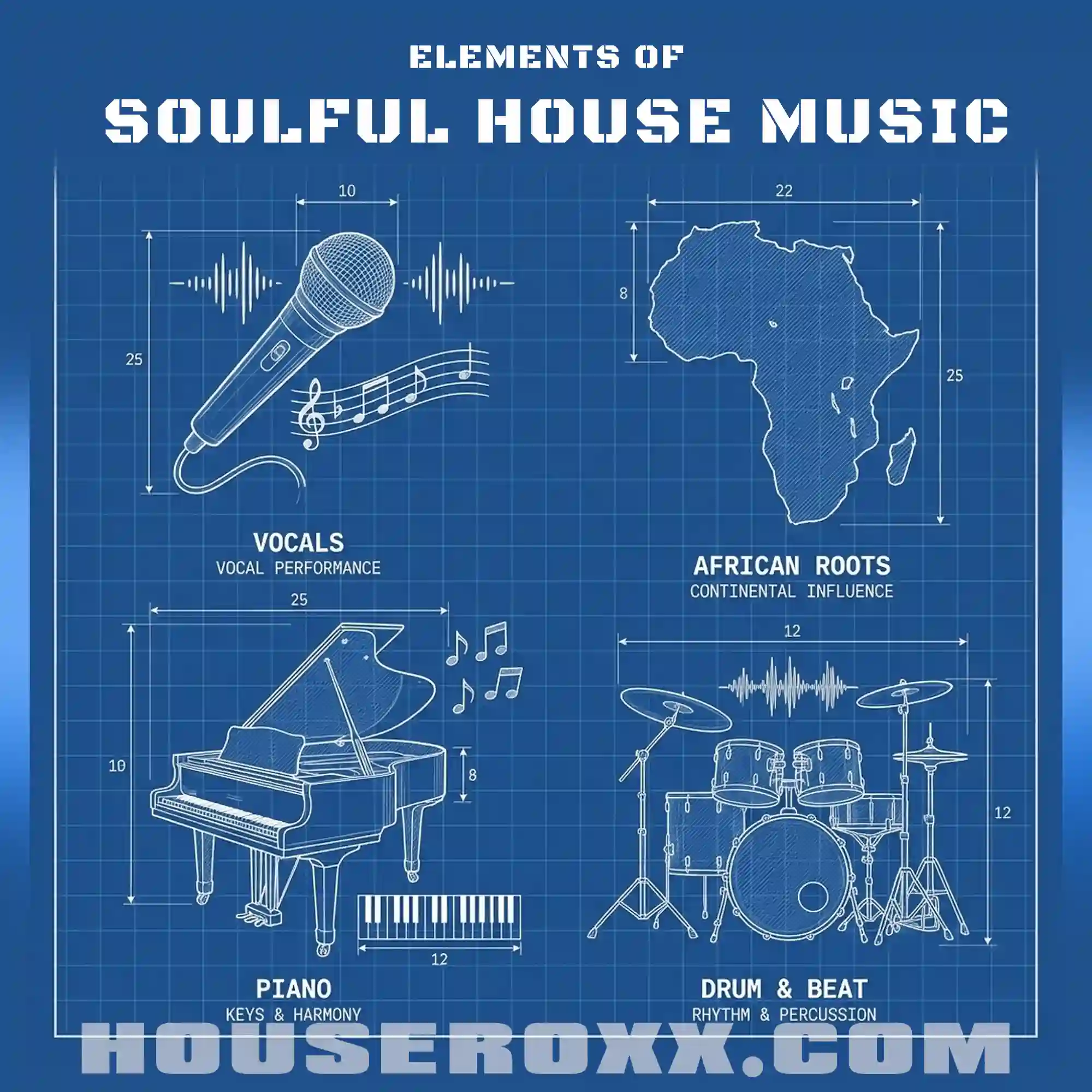 Soulful House Music Elements Digital Print
