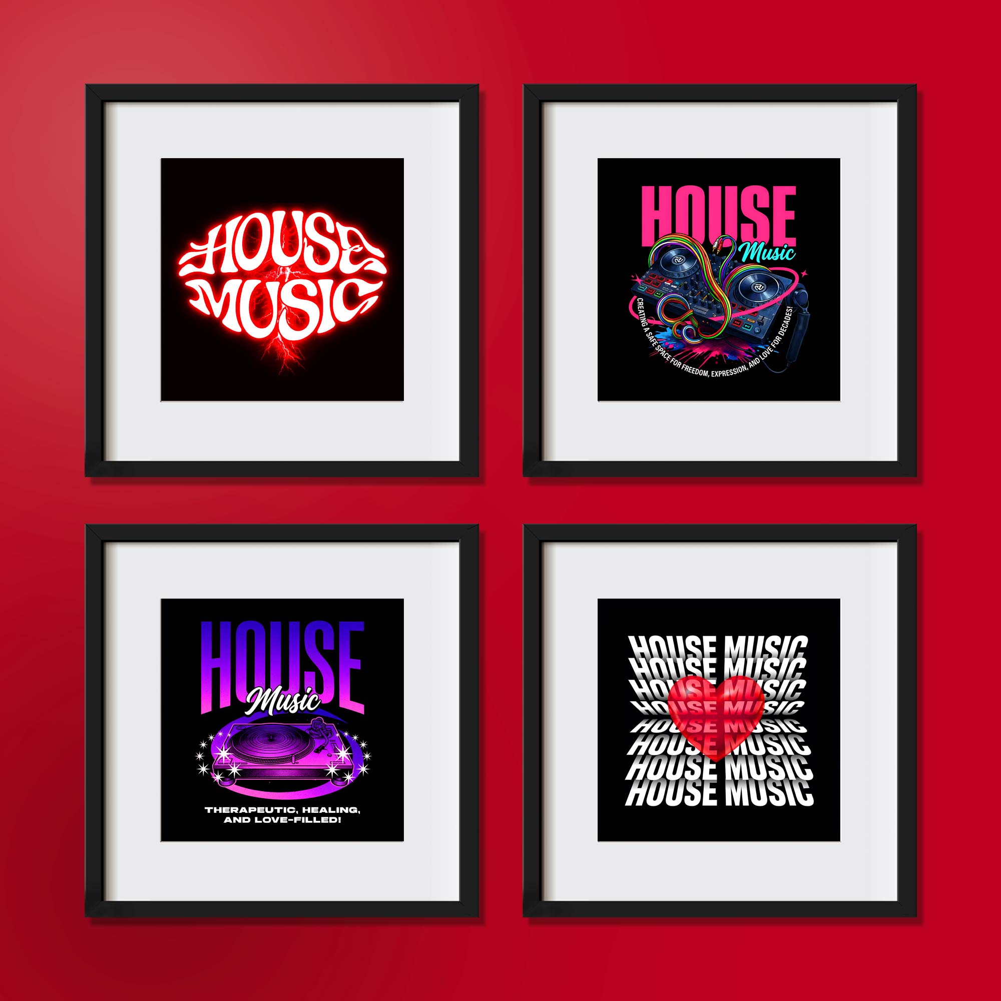 House Music Red Electric Digital Art Print