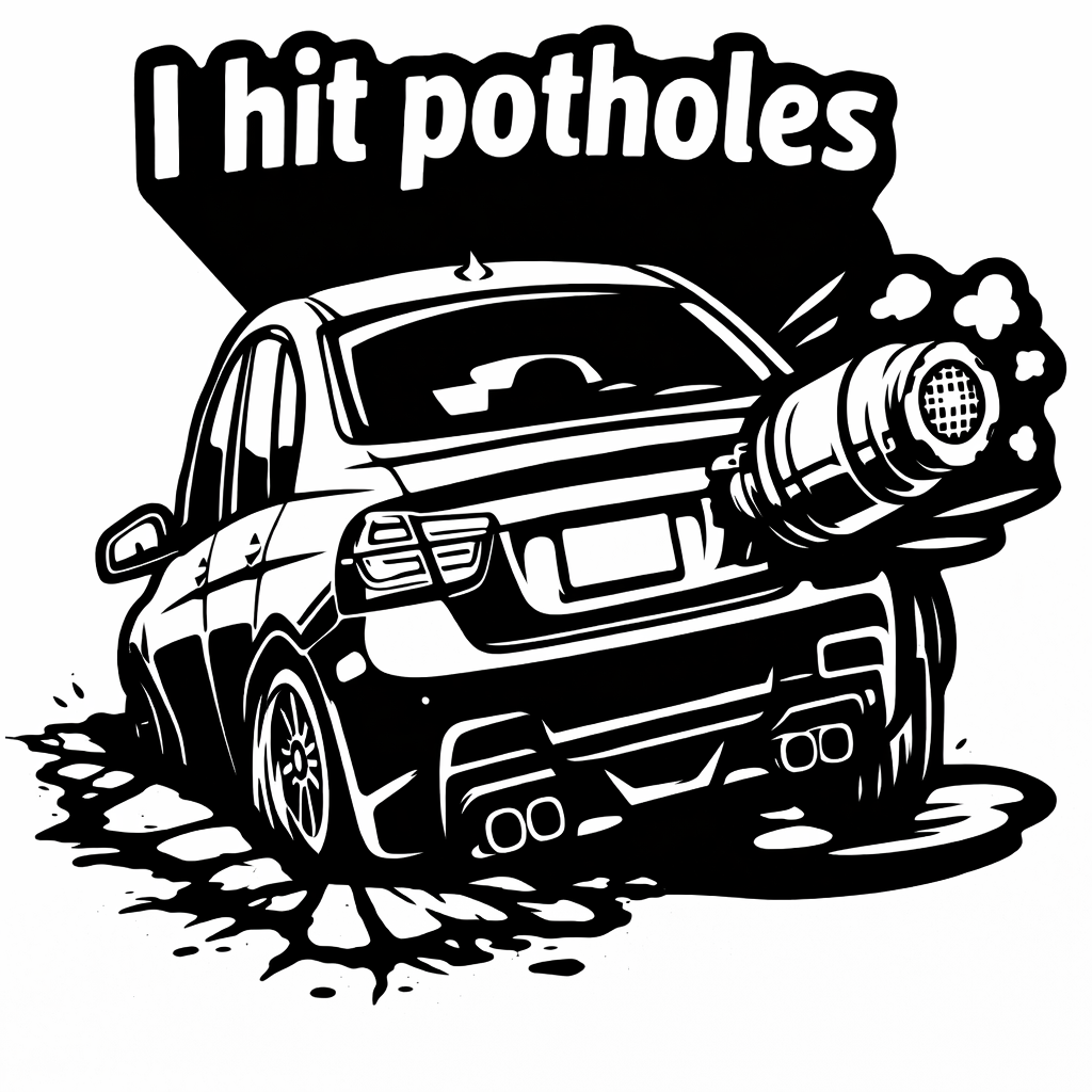 E90 "I hit potholes" sticker