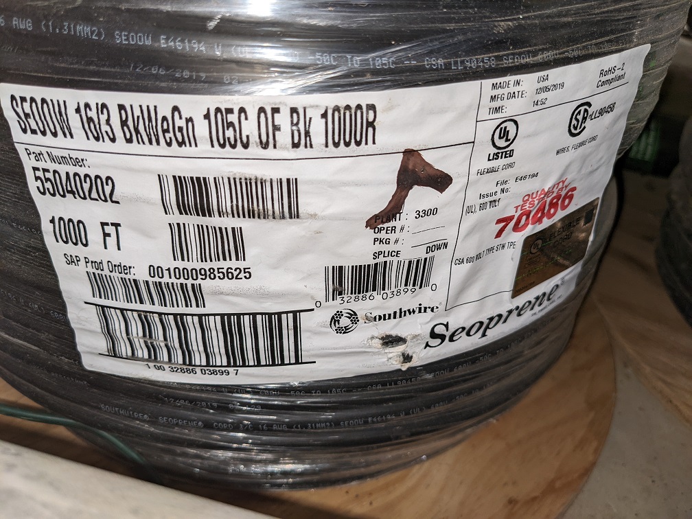 Southwire Seoprene 16/3 Cable