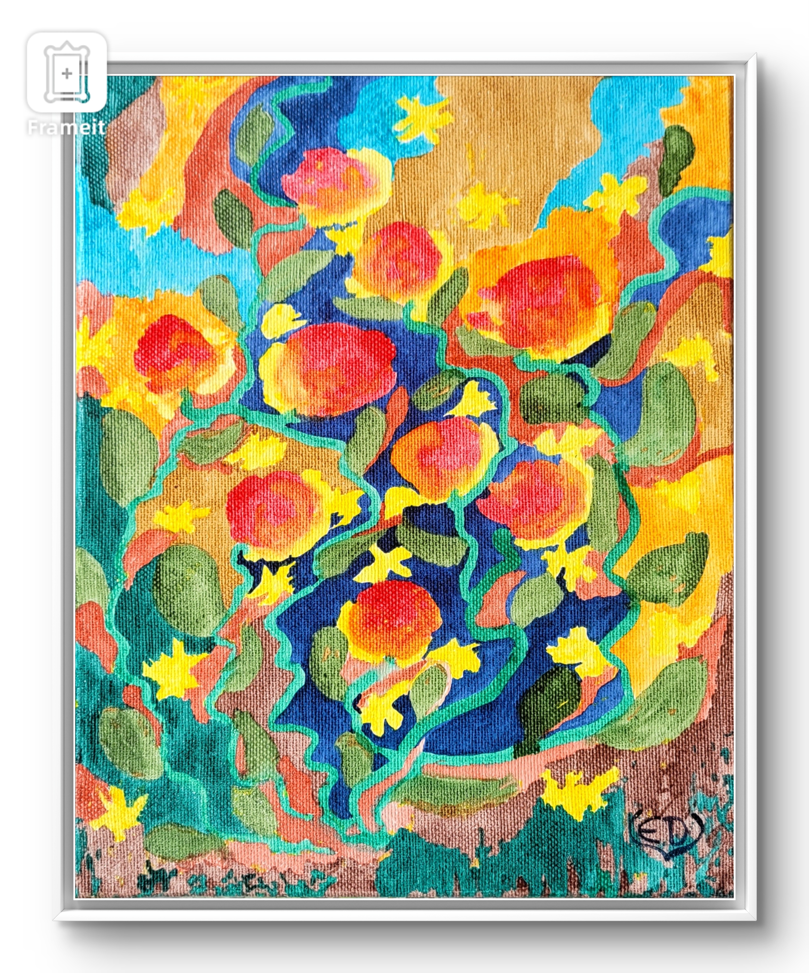 Fin d'été à Houlgate, encre à base de gomme laque sur châssis toilé, Eveline David-Valette