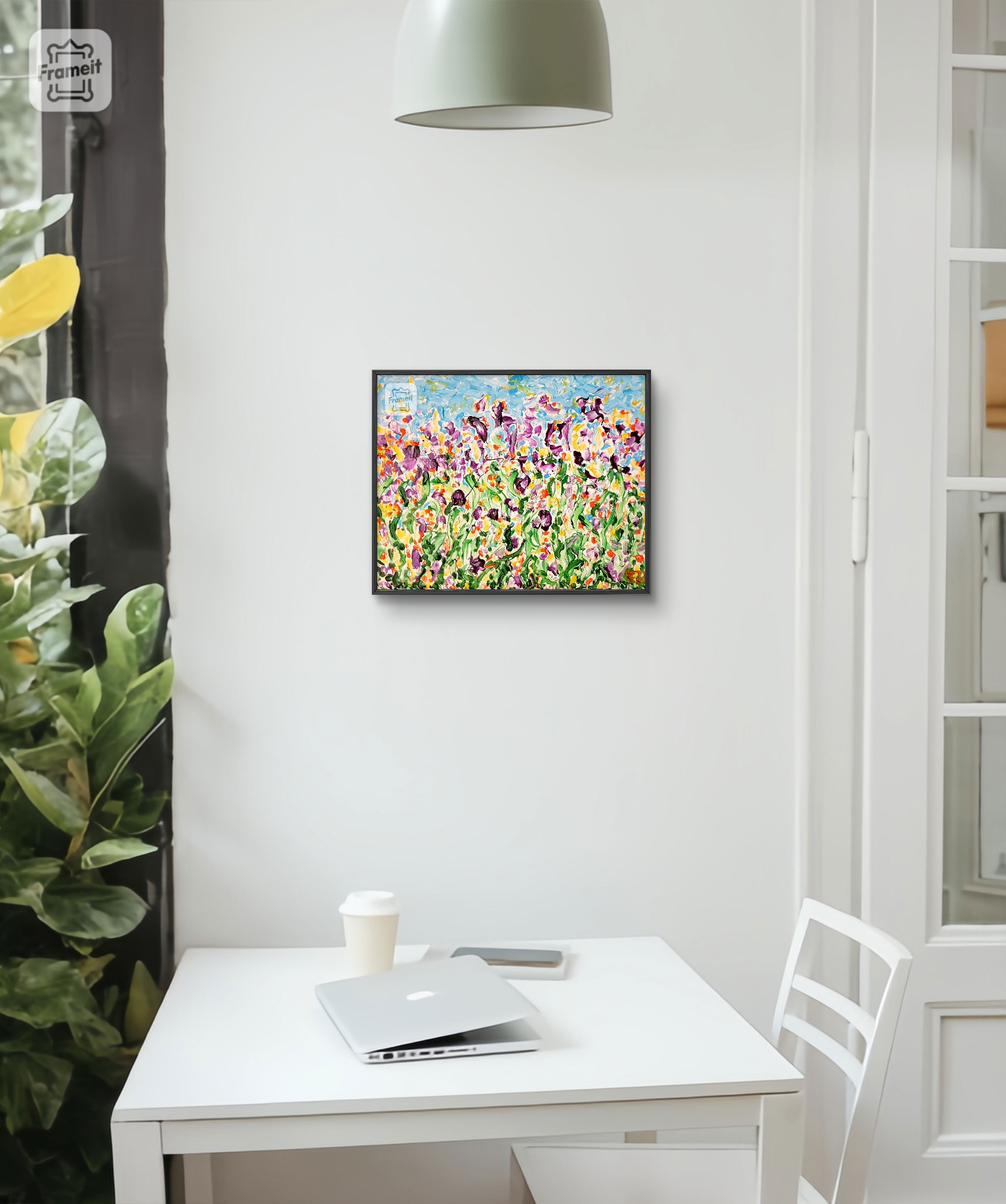 Prairie fleurie violette, peinture contemporaine, Eveline David-Valette