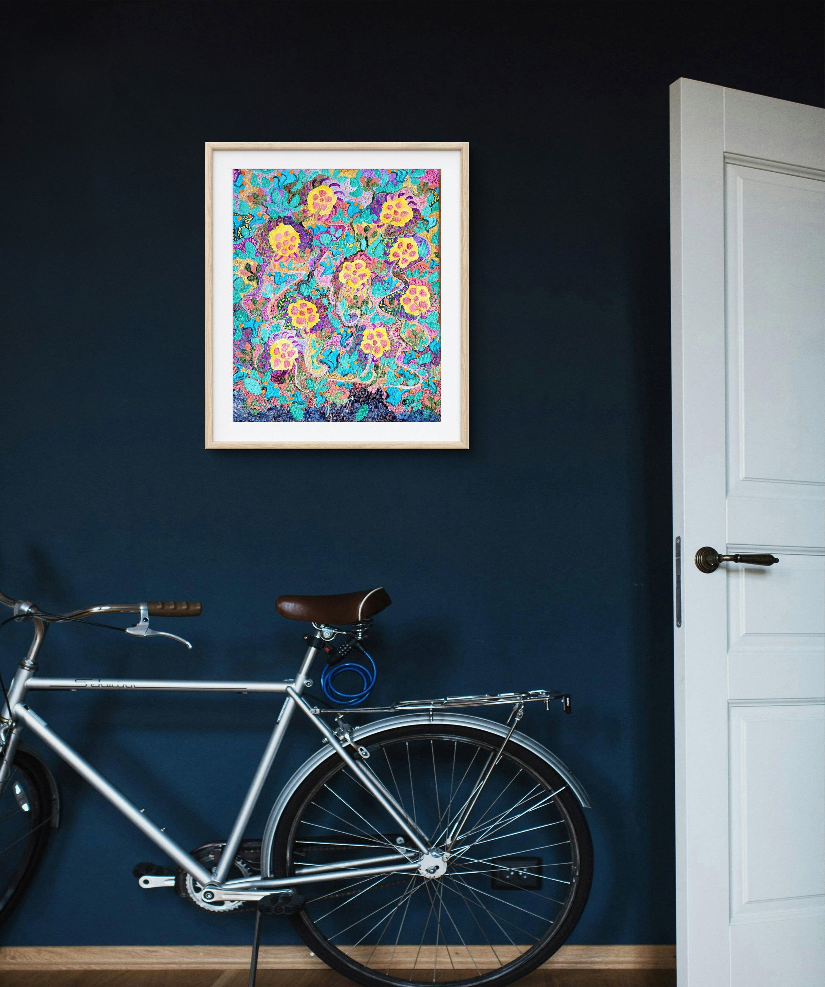 Fleurs fantastiques, encre à base de gomme laque sur châssis toilé, Eveline David-Valette