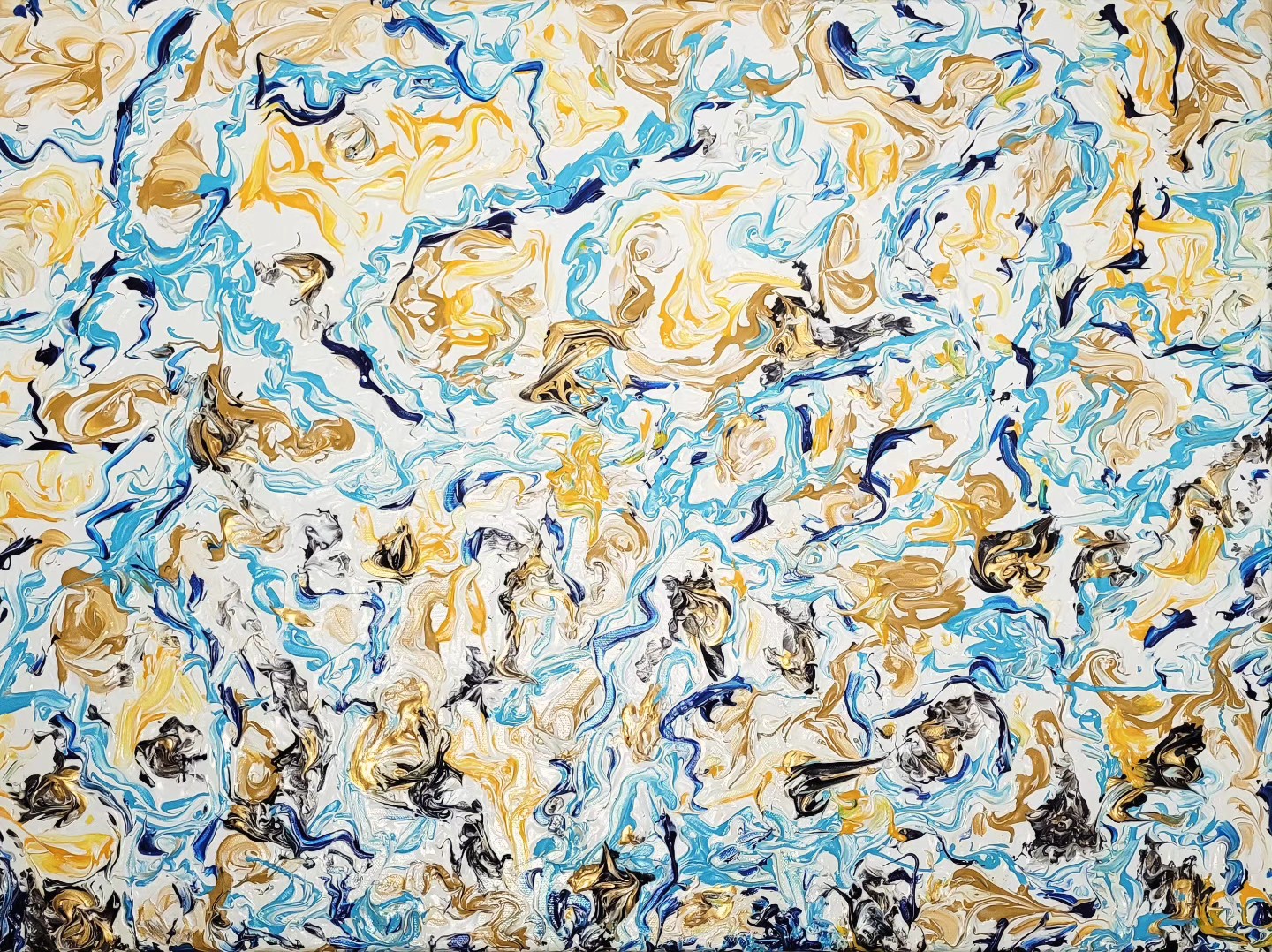 Jeux du sable et de l'eau sur la plage d'Houlgate, peinture contemporaine.