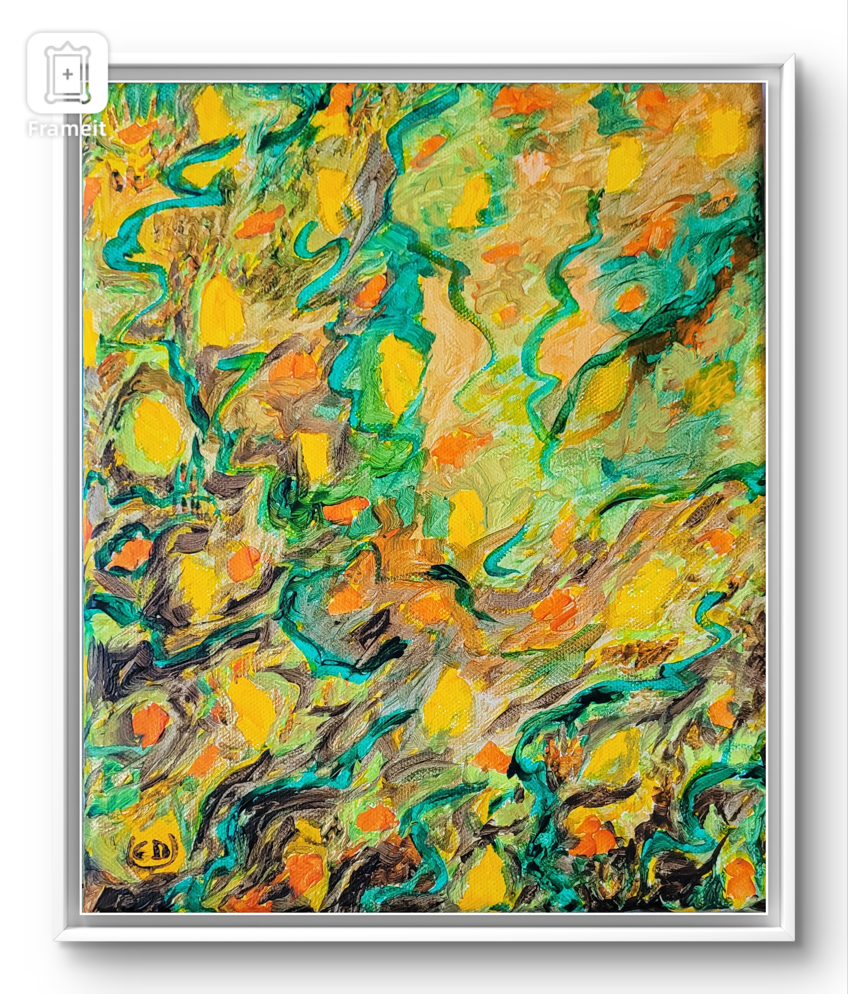 Vent d'automne en forêt, peinture contemporaine, Eveline David-Valette