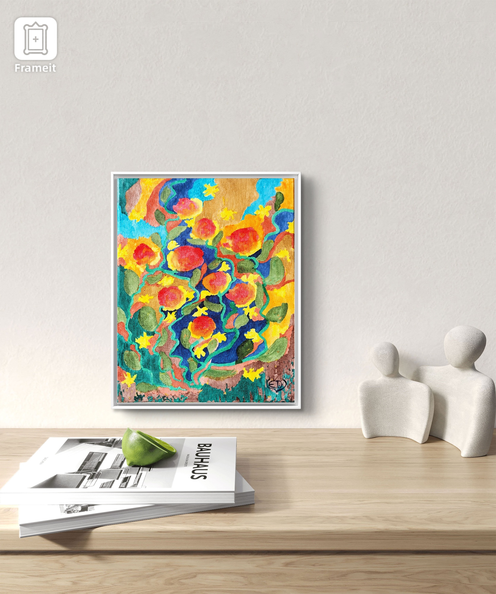 Fin d'été à Houlgate, encre à base de gomme laque sur châssis toilé, Eveline David-Valette