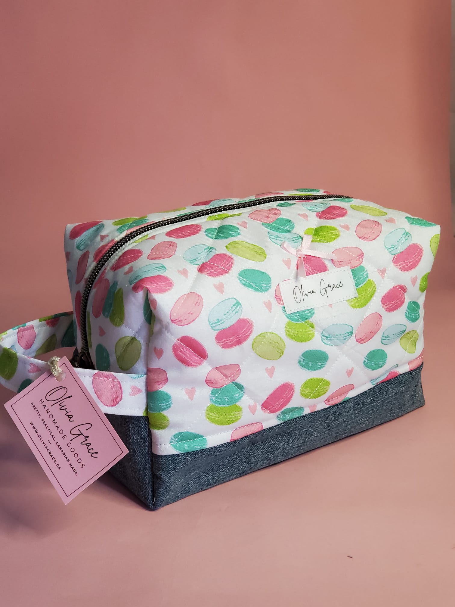 Sweet Love Macaron Print Makeup Bag