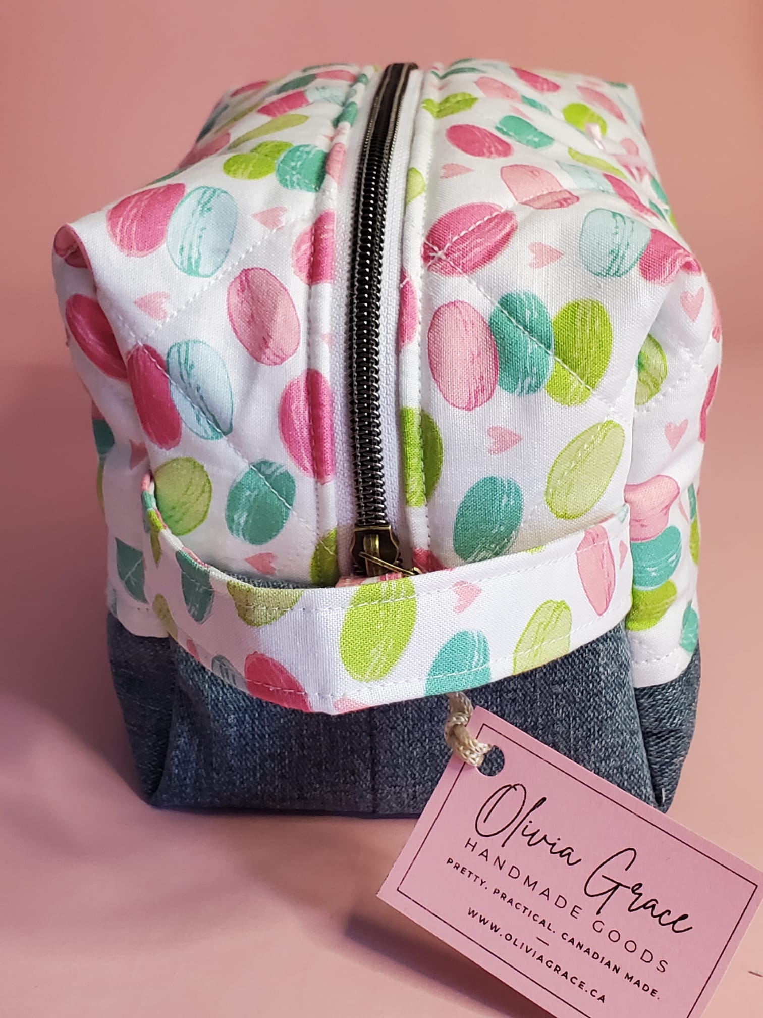 Sweet Love Macaron Print Makeup Bag