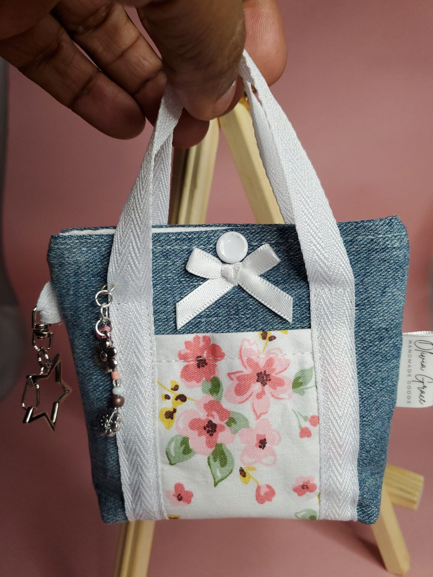 Denim Micro Tote Keychain