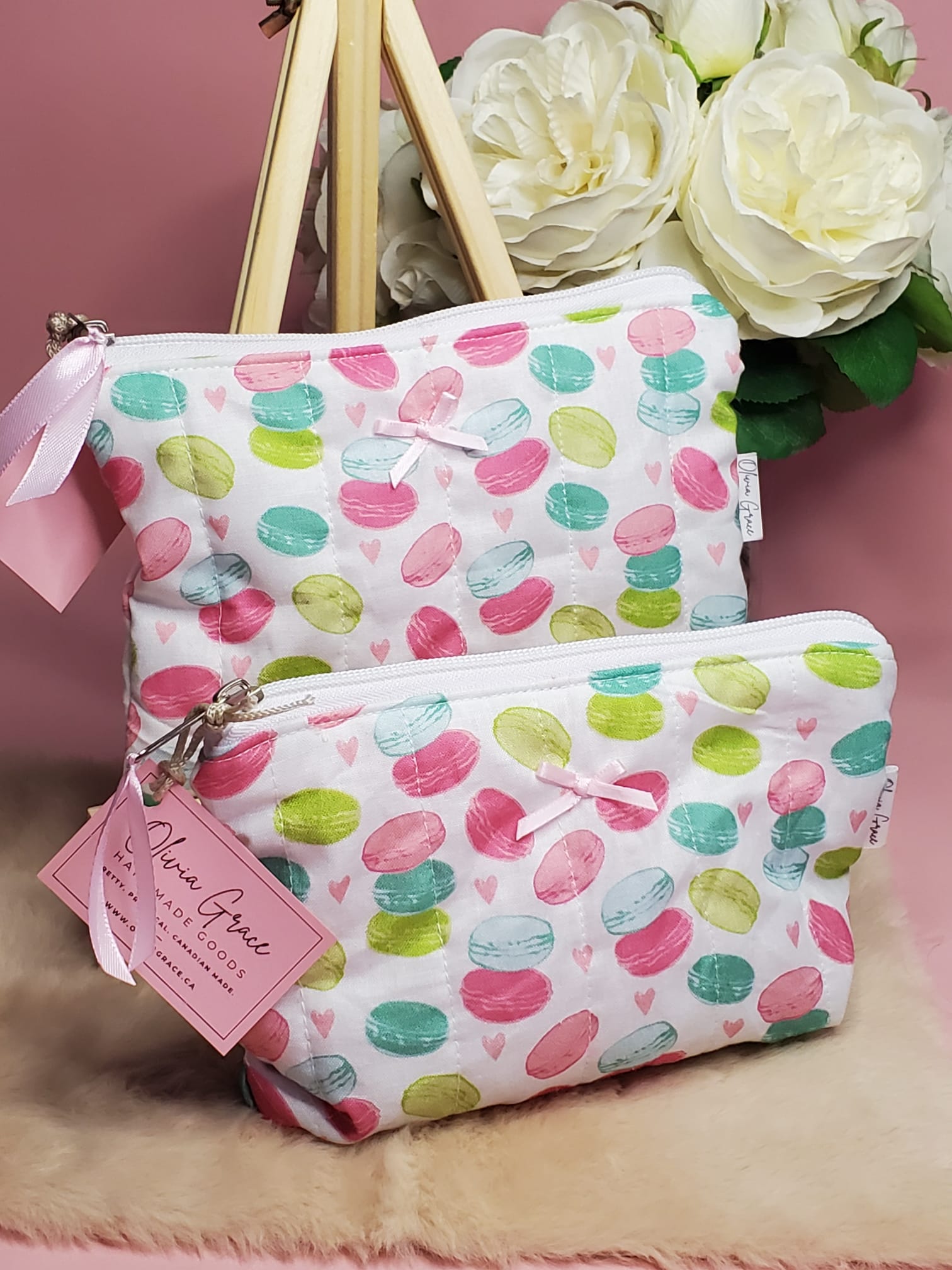 Sweet Love Macaron Print Pouches